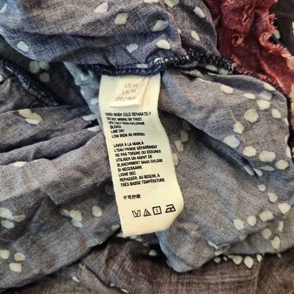 Free People Shibori Long Sleeve Tunic Dress in blue and pink blue Size M - Picture 8 of 10